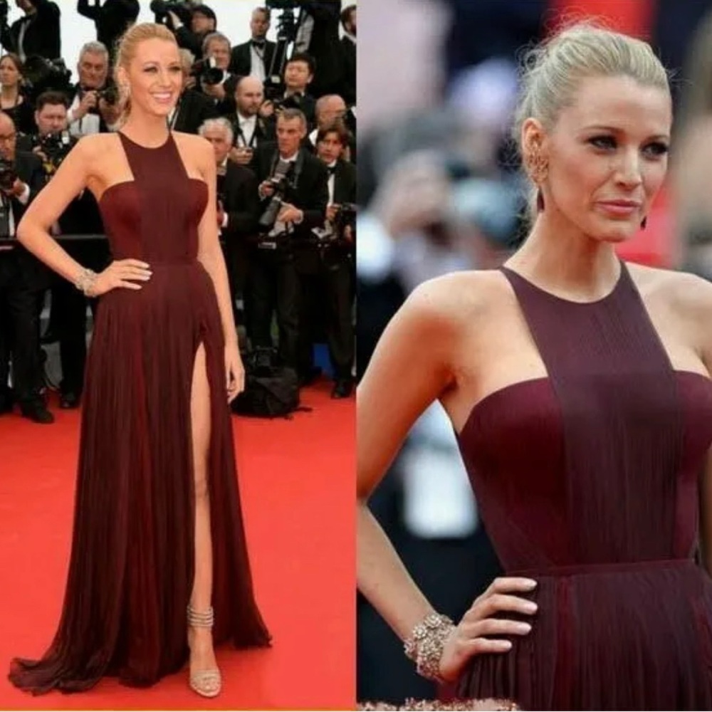 NWT Celeb pleated Crepe strapless Maxi Dress Formal prom, burgundy red, Sz.2